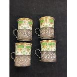 4x Aynsley coffee cans with silver holders