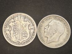2 Silver half crown 1918 & 1921