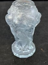 Lalique style frosted crystal vase depicting nude