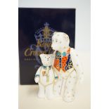 Royal crown derby teddy bear with original