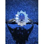 9ct Gold ring set with sapphires & cz stones Size