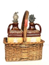 2 Doulton stoneware decanter in basket