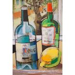 Geoffrey Key oil on canvas titled Window bottles 0