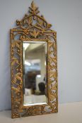 Small heavy brass bevelled mirror Height 44 cm