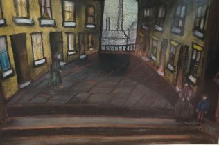 In the manor of Theodore Major - pastel titled Francis Street. 56 cm x 72 cm size including frame