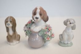 3x Lladro figures of dogs