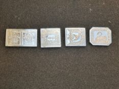 4x Silver ingot postage stamps Weight 35g