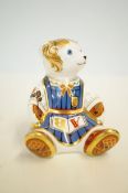 Royal crown derby school girl teddy with gold stop