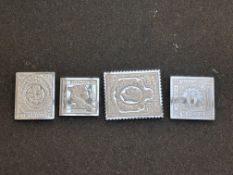 4x Silver ingot postage stamps Weight 41g