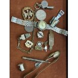 Small collection of military medals, rocking horse