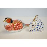 Royal crown derby bird & rabbit both with silver s