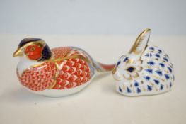 Royal crown derby bird & rabbit both with silver s