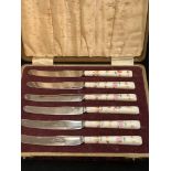 Set of porcelain handled knives c1920-30