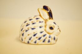 Royal Crown Derby rabbit with gold stopper