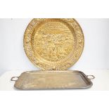 Large silver plated gallery tray 72 cm together wi