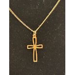 9ct Gold chain & cross pendant Weight 3.7g