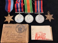 The defence medal, 1939-45 medal x2 together with