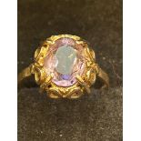 9ct gold ring set with large amethyst Size S 3 gr