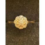 9ct gold diamond cluster ring 2.1 grams Size L