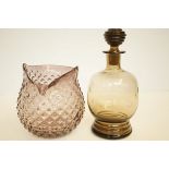 Retro owl glass vase together with a retro decante