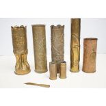 Collection of WWI trench art shells