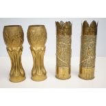 2x Pairs of trench art vases WWI
