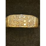 9ct gold gents ring set with white stones 7.1 gram