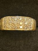 9ct gold gents ring set with white stones 7.1 gram