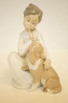 Lladro 4522 figure of a boy & dog