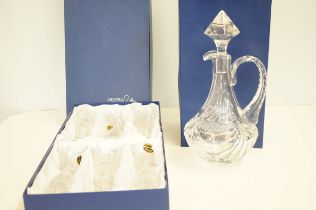 Boxed crystal decanter & matching glasses