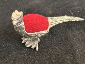 Silver pheasant pin cushion