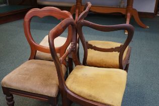 2x Pairs of Victorian balloon back chairs