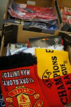 2x Boxes of football memorabilia to include shirts