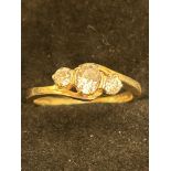 9ct Gold ring set with 3 white stones Weight 2.9g