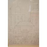 L S Lowry unsigned print of a pencil drawing with