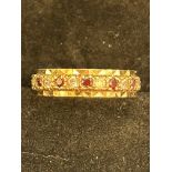 9ct Gold full eternity ring set with garnets & whi