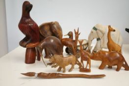 Good collection of african carved animals & birds
