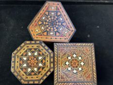 3 Small inlaid trinket boxes