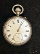 Victorian Silver open faced pocket watch, inscribe