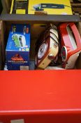 Box of electronics to include Itek record player,