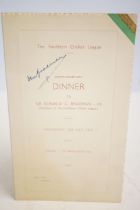 Autographed menu 'The Northern Cricket League' Jul