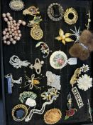 Large collection of costume jewellery pin brooches