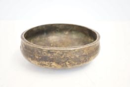 Bronze indian bowl, heavily etched inside & around