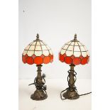 Pair of Tiffany style lamps Height 38 cm