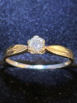 9ct Gold diamond solitaire ring Size Q 1.2g