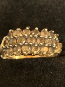 9ct Gold ring set wth smokey quartz stones Size O