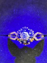 9ct Gold ring set with diamonds & sapphires Size I