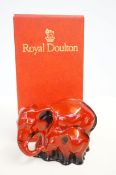 Boxed Royal Doulton flambe elephant & young HN3548
