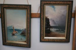 2x Oil on board seascapes signed & dated 1904 A Rh