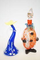 Art glass clown decanter & 1 other